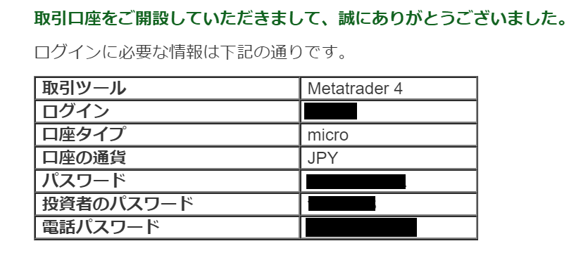 IFCMarkets口座開設のメール画面